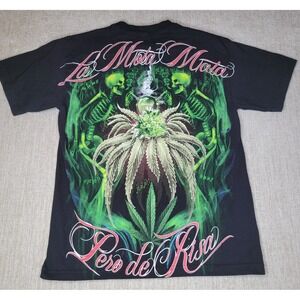 Unbranded T-Shirt Mens L Black Graphic La Mota Mata Pero de Risa Weed Skull